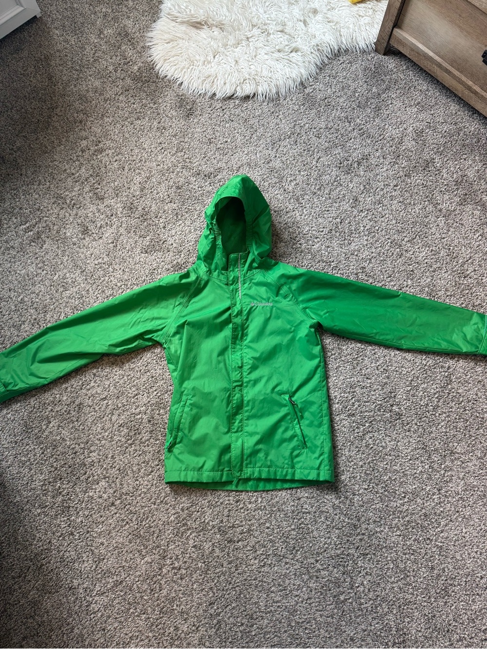 Columbia Unisex Green Hooded Windbreaker Jacket Kids M